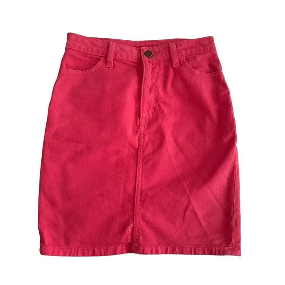 Vintage Y2K AA high‎ waisted coral  pink denim skirt - Picture 1 of 8